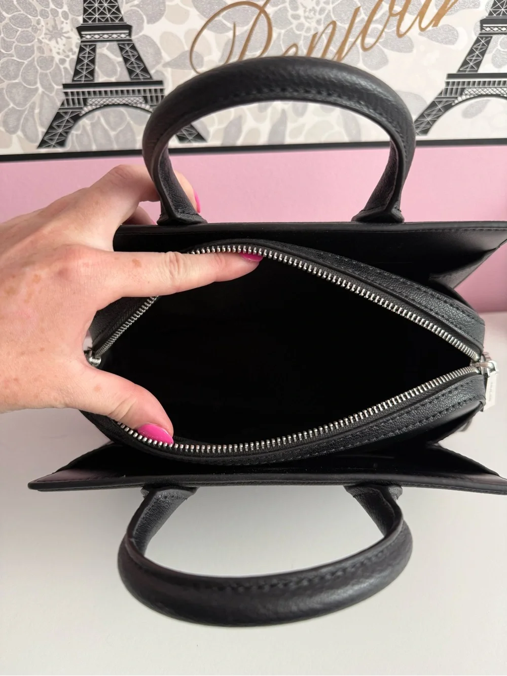 Michael Kors Black Pebbled Leather Structured Satchel